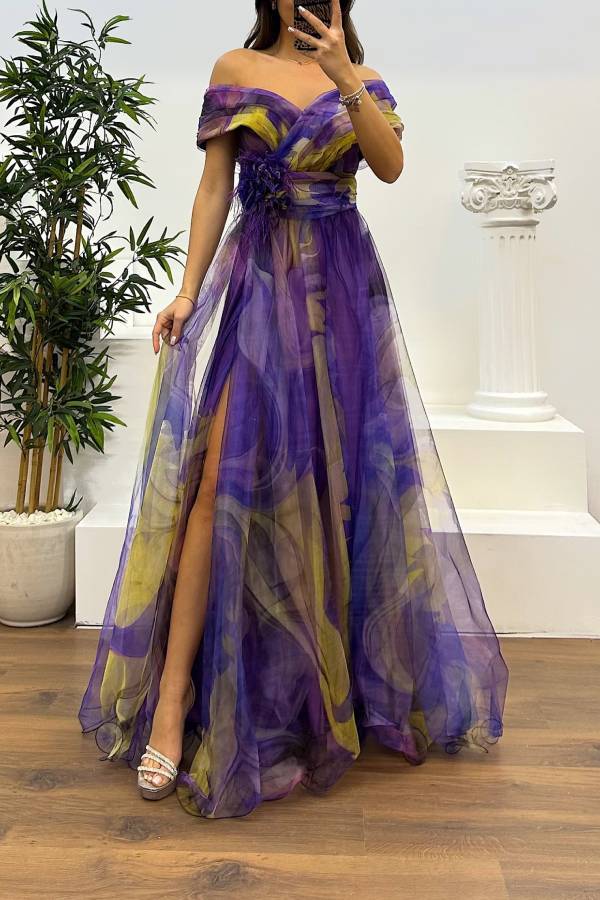 Abstract Print Split Dress
