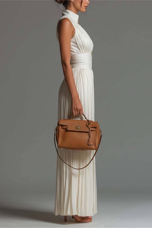 Stand Collar Pleated High Waist Wide Leg Jumpsuit