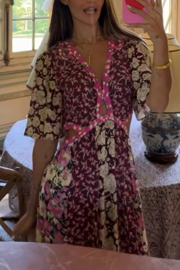 Boho Patchwork Print Maxi Dress