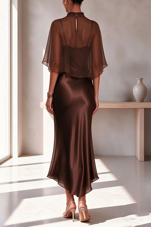 Sophisticated Draped Satin Evening Party Gown