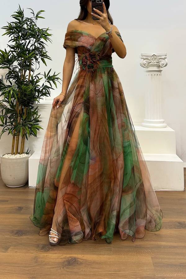 Abstract Print Split Dress