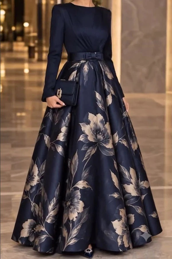 Calista Chiffon High Neck Long Balloon Sleeve Ruched Button Detail Maxi Dress