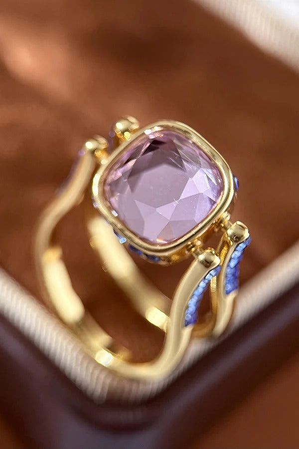 Vintage-style Color-block Crystal Ring