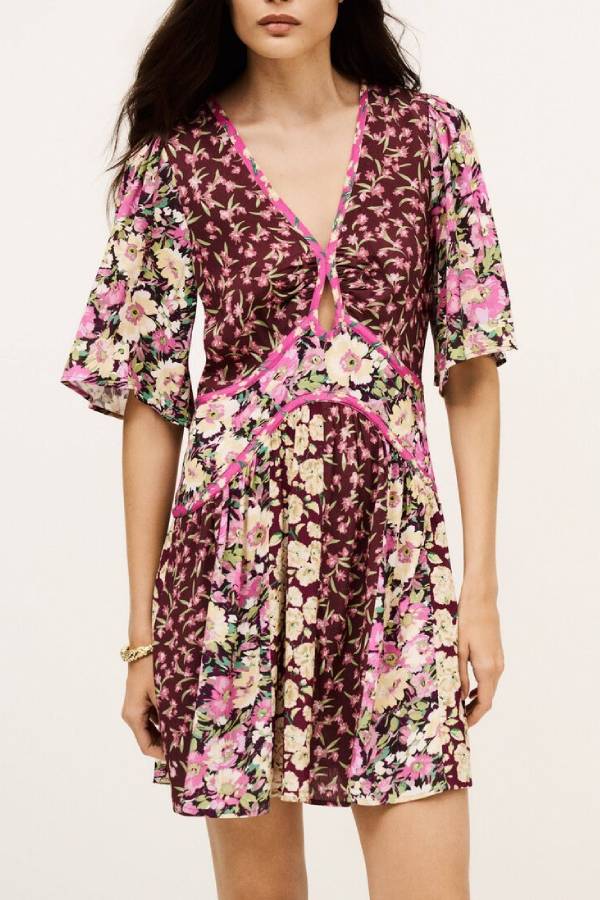 Boho Patchwork Print Mini Dress