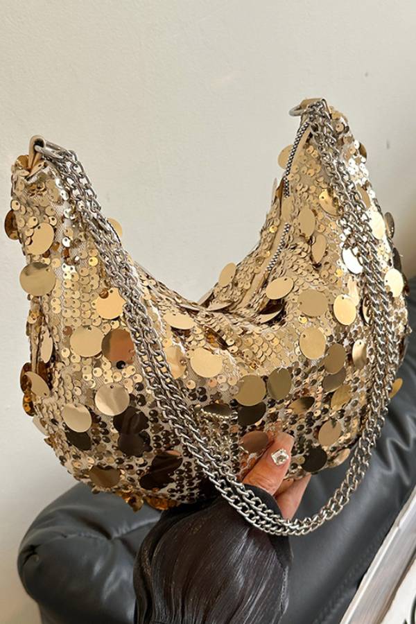 Streamer Sequin Chain Underarm Bag