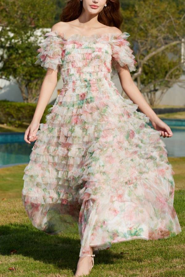 Slim waist floral dress