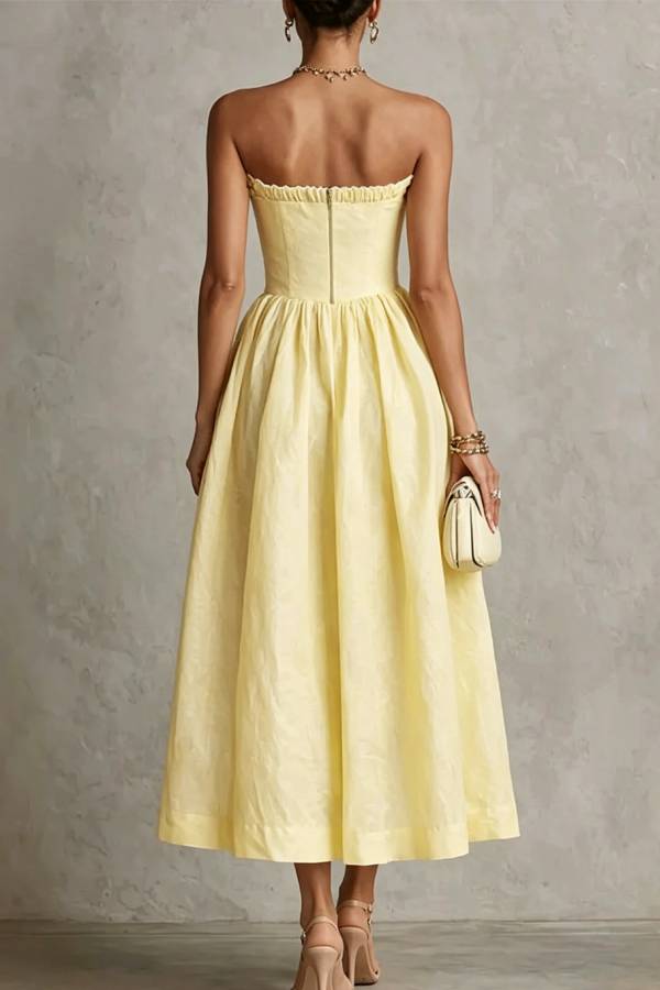 Seraphina 3D Rosette Strapless Midi Dress