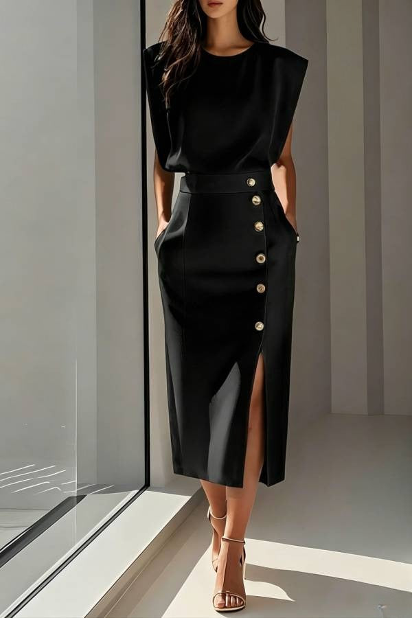 Round-Neck, Waist-Cinching Summer Dress