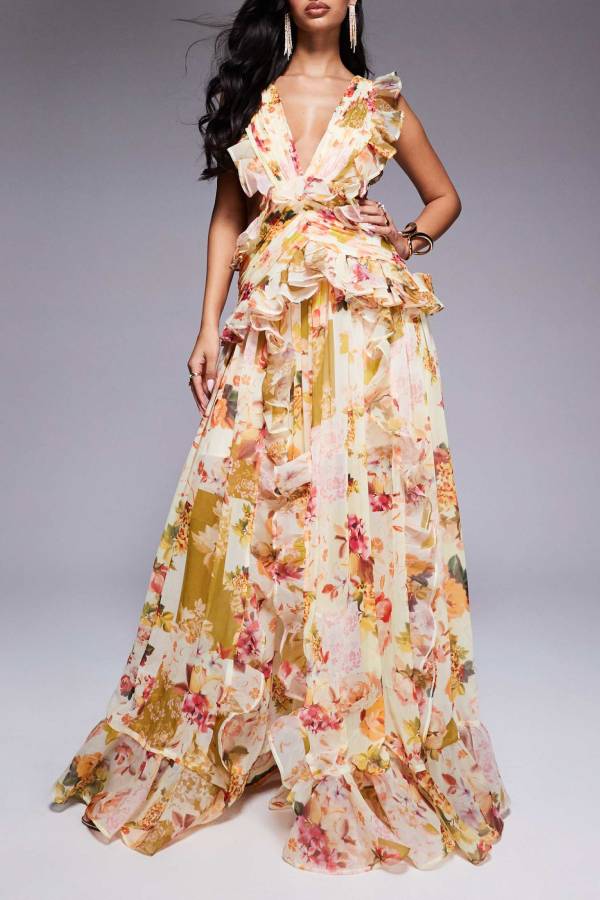 ASOS LUXE plunge maxi dress