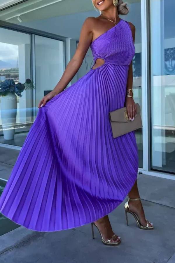 ASYMMETRIC PASODOBE FUCHSIA DRESS