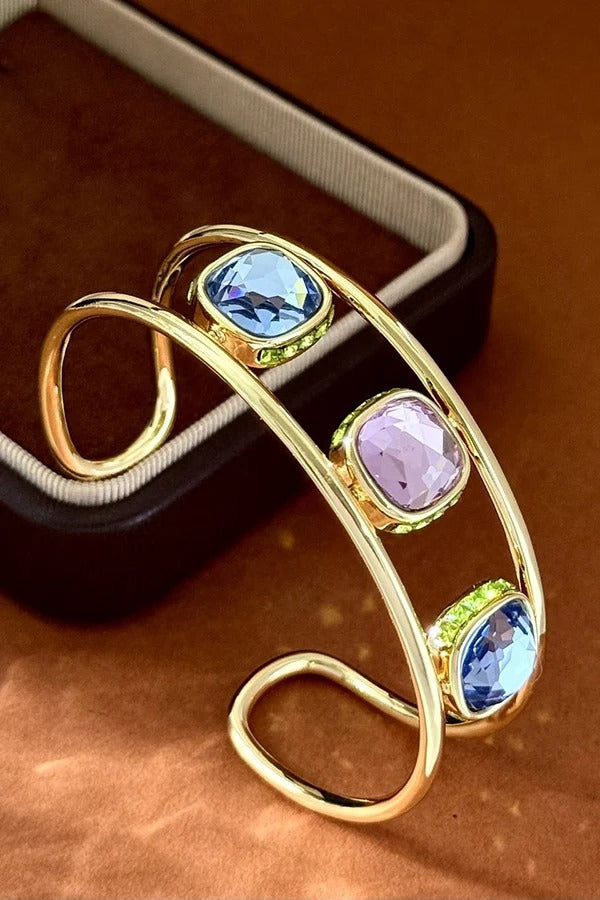 Vintage-style Color-block Crystal Ring