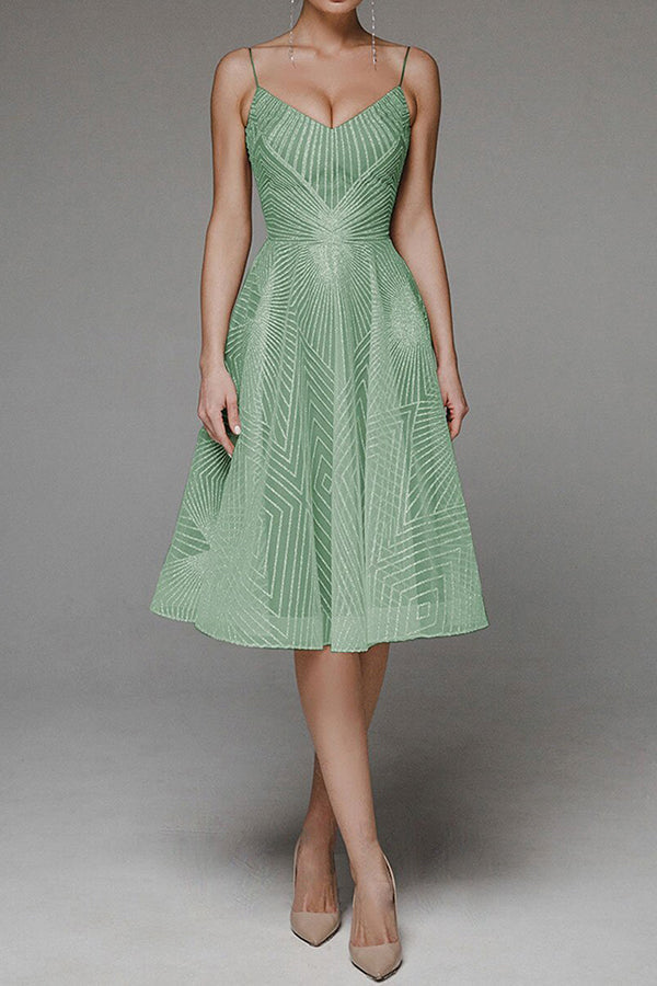 Stylish V-neck strap A-line dress