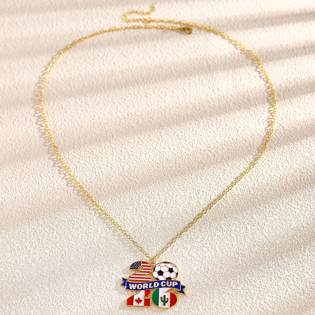 2026 USA-Canada-Mexico World Cup Enamel Gold-Plated Alloy Necklace