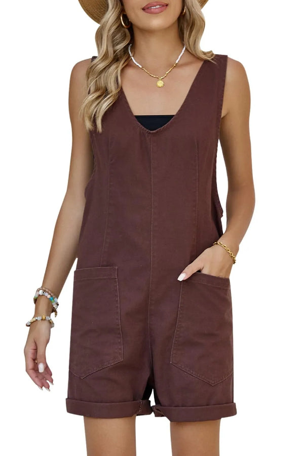 WOMEN'S CASUAL ADJUSTABLE DENIM ROMPER WITH POCKETS (BUY 2 FREE SHIPPING)