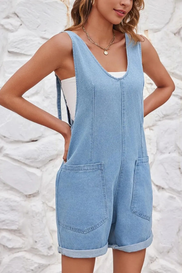 WOMEN'S CASUAL ADJUSTABLE DENIM ROMPER WITH POCKETS (BUY 2 FREE SHIPPING)