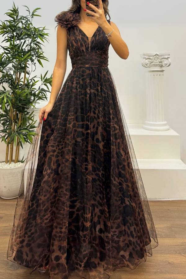 Strap Tulle Evening Dress