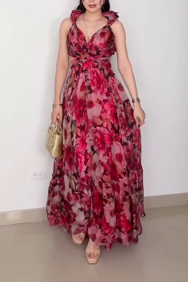Vestido floral fucsia