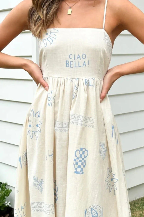 Vacation style sun ceramic print Maxi Dress