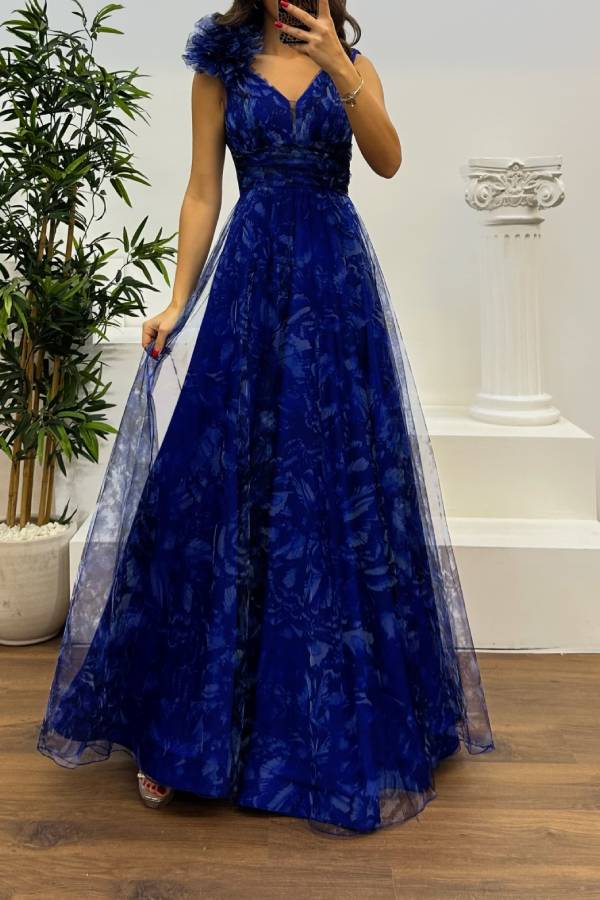 Strap Tulle Evening Dress
