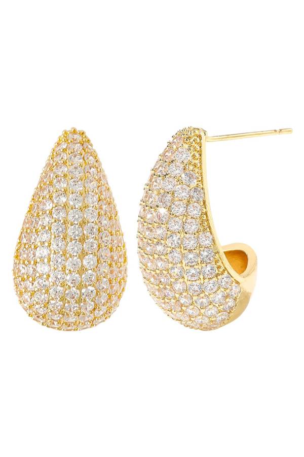Teardrop-shaped full diamond stud earrings