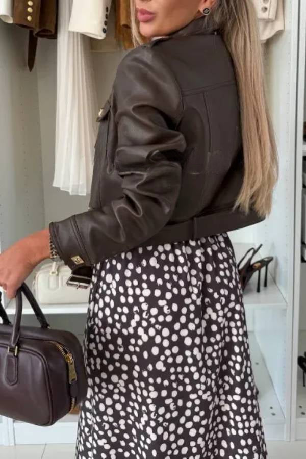MALTA CHOCOLATE FAUX LEATHER JACKET