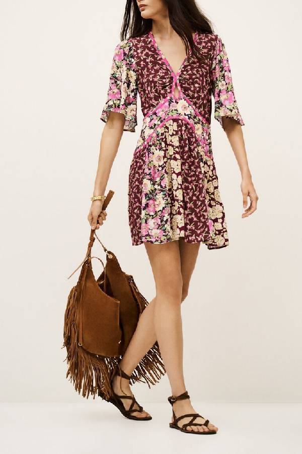 Boho Patchwork Print Mini Dress
