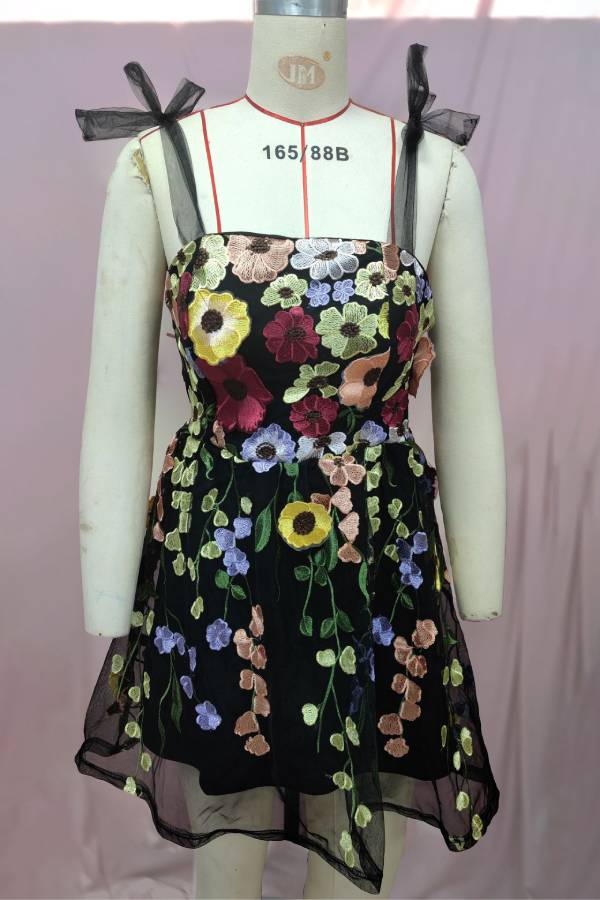 3D flower embroidered dress