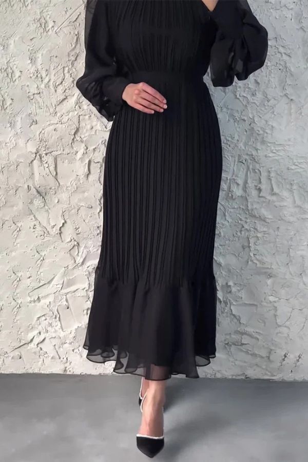 Sophisticated long pleated dress