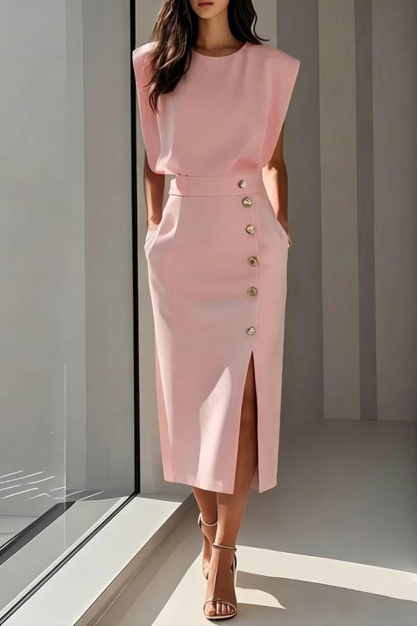 Round-Neck, Waist-Cinching Summer Dress