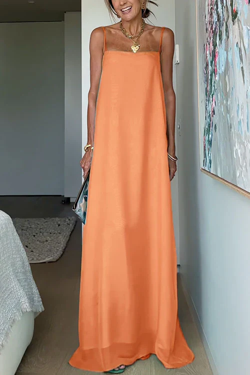 Spaghetti Strap Flowy Maxi Vacation Dress