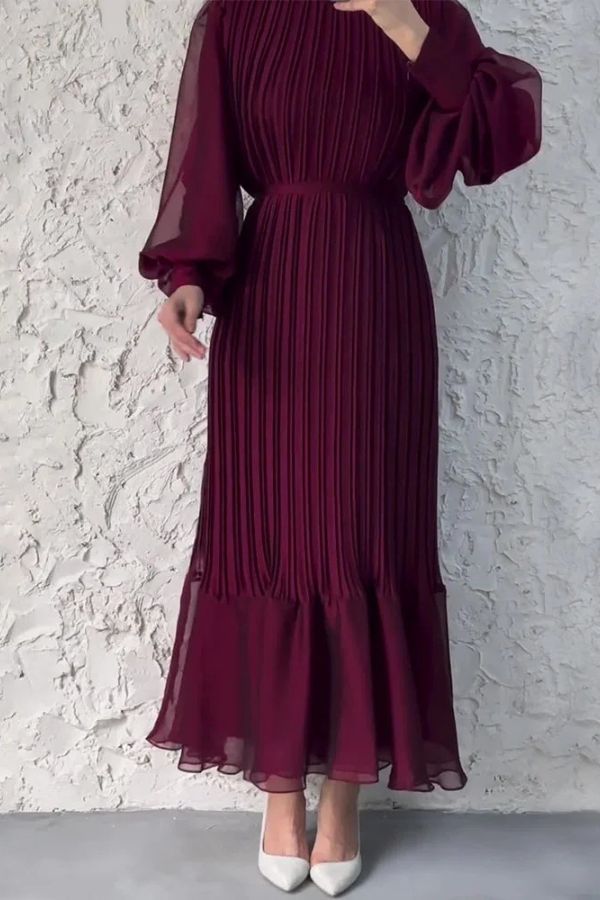 Sophisticated long pleated dress