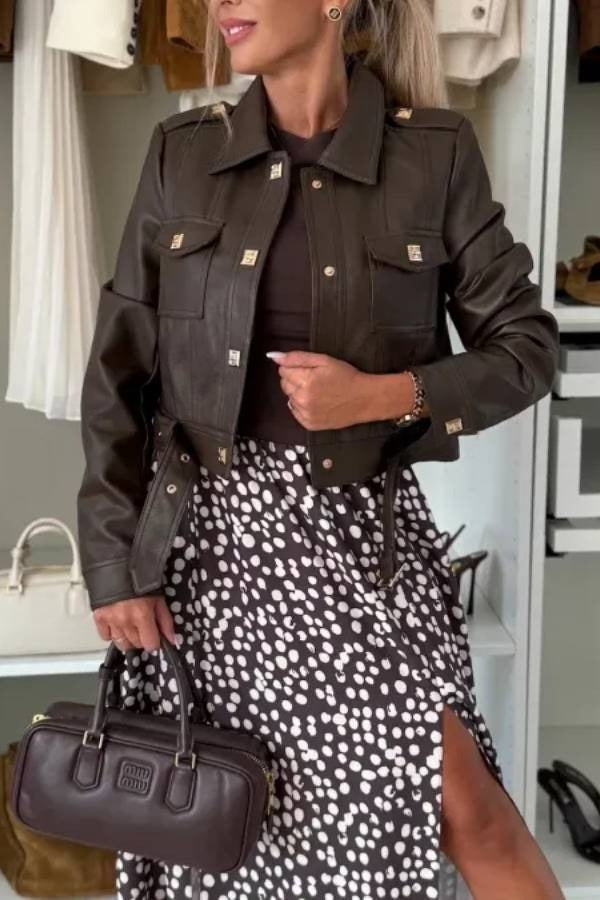 MALTA CHOCOLATE FAUX LEATHER JACKET