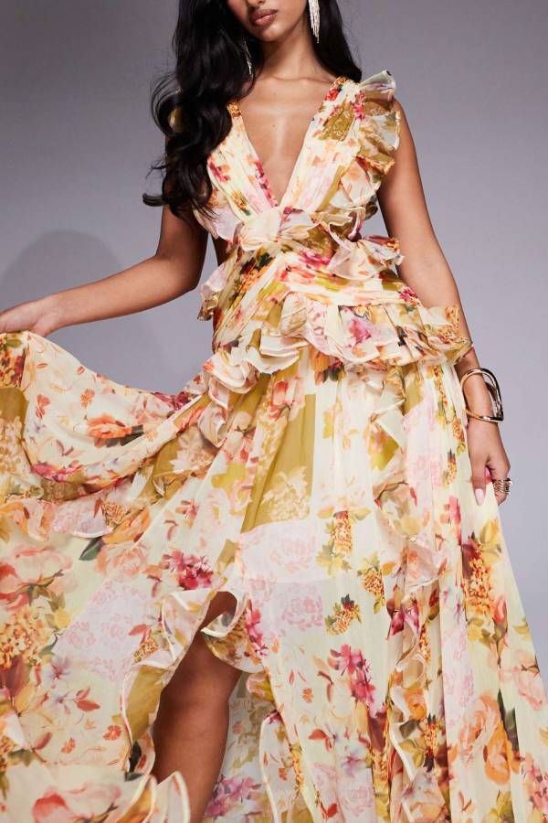 ASOS LUXE plunge maxi dress