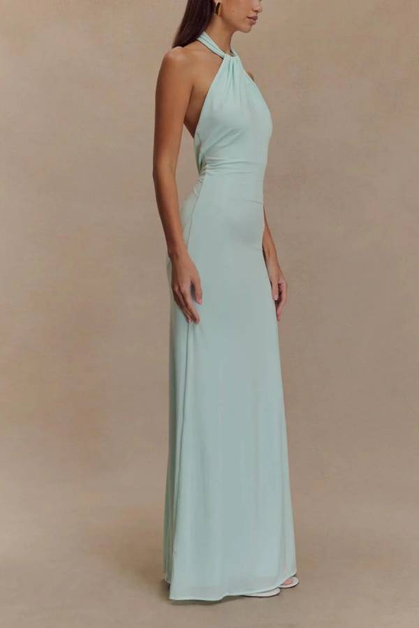 Slinky Halter Maxi Dress - Lagoon