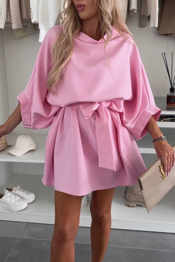 Draped Satin Tie-Waist Mini Dress