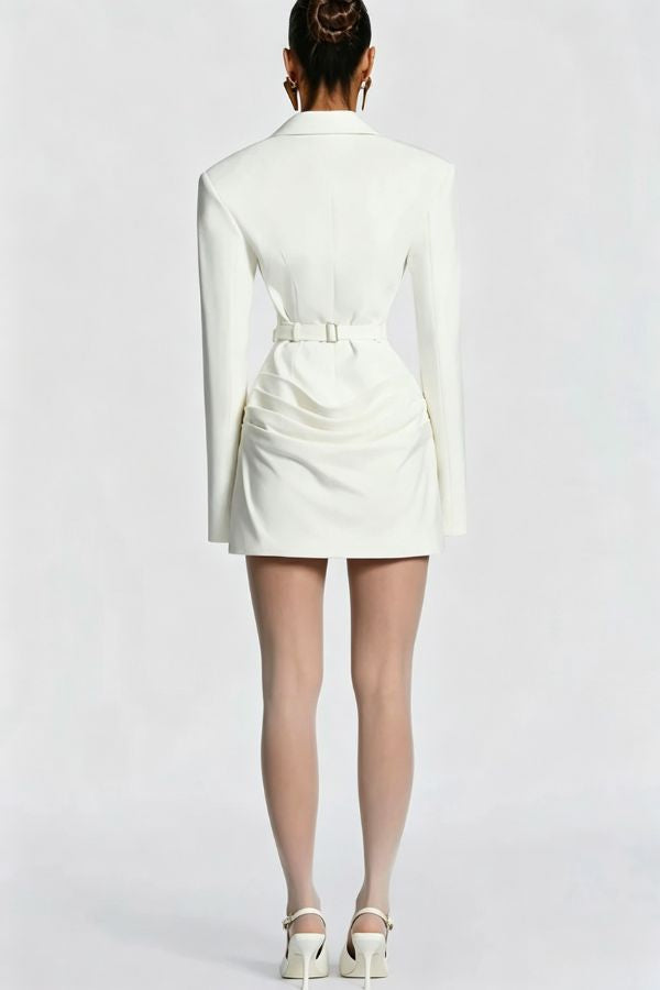 Solid Color Slim-fit V-neck Elegant Draped Formal Mini Dress