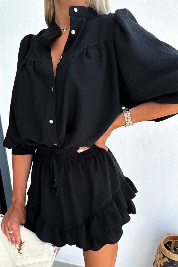 Casual Fashion Cotton and Linen Shirt and Short Skirt Set