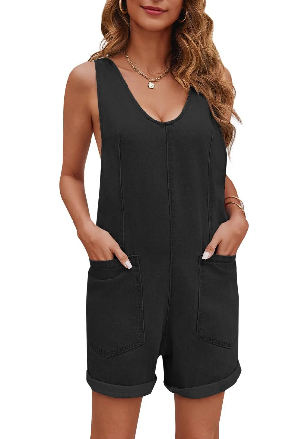WOMEN'S CASUAL ADJUSTABLE DENIM ROMPER WITH POCKETS (BUY 2 FREE SHIPPING)