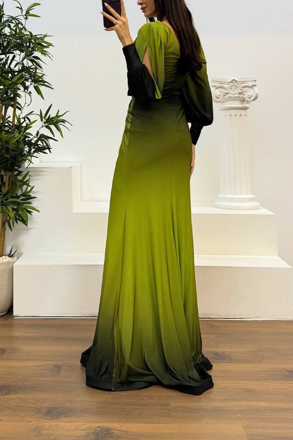 Waist Embroidery Detail Evening Dress