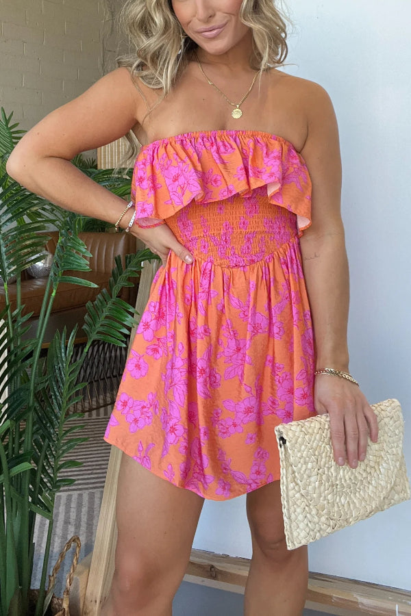Summer Fling Romper Dress Apricot
