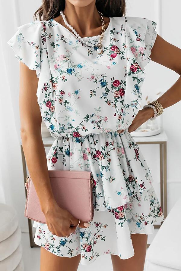 Floral Ruffle Sleeve Dress