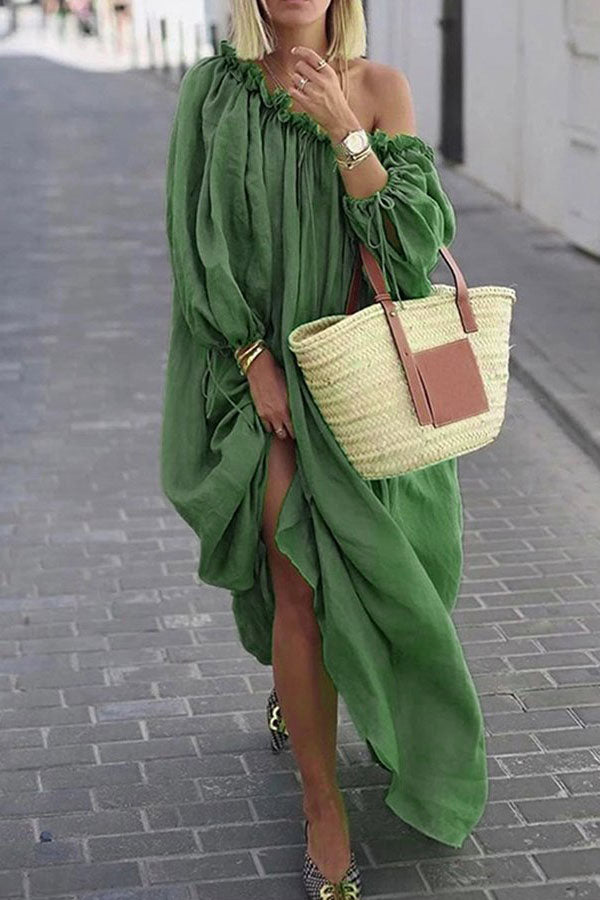 Casual Plus Size Solid Color Strapless Dress