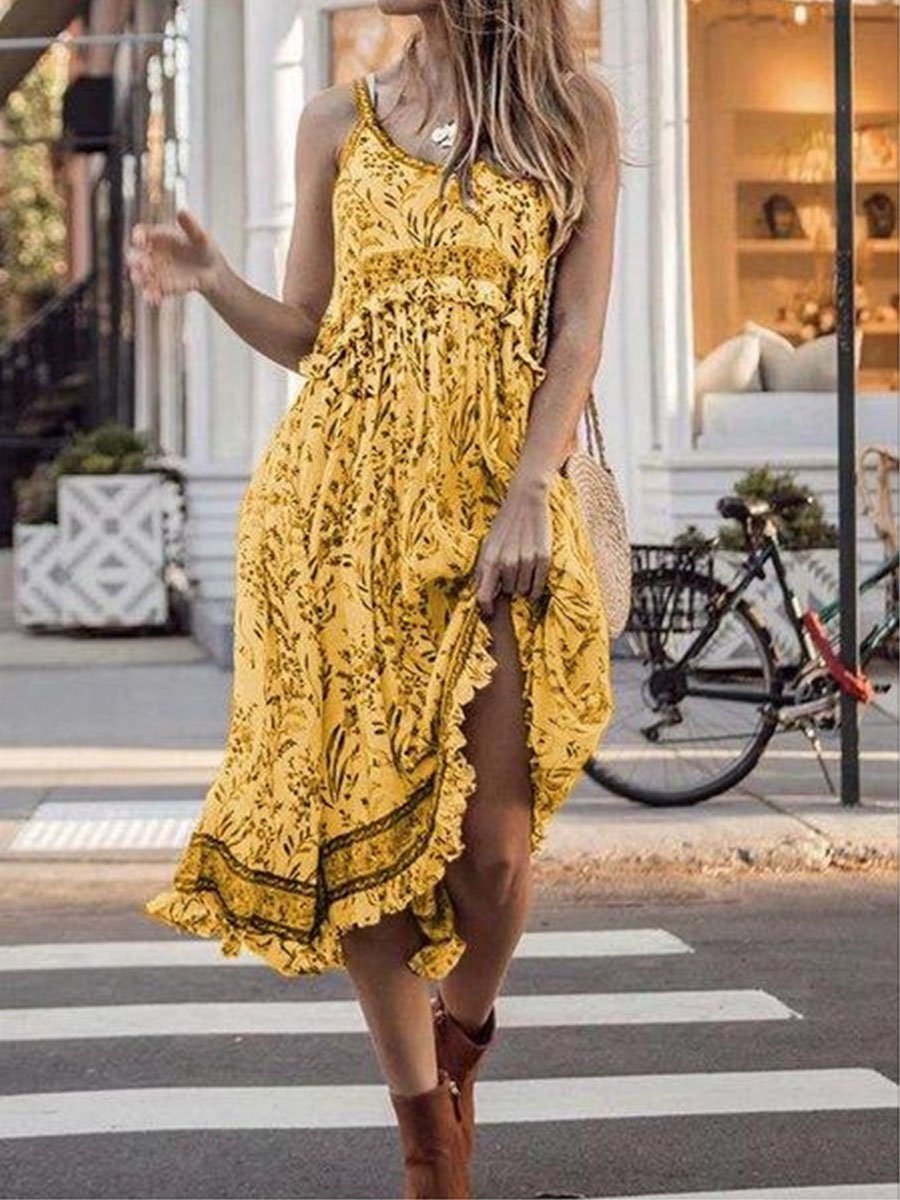 Temperament Print Retro Multicolor Dress