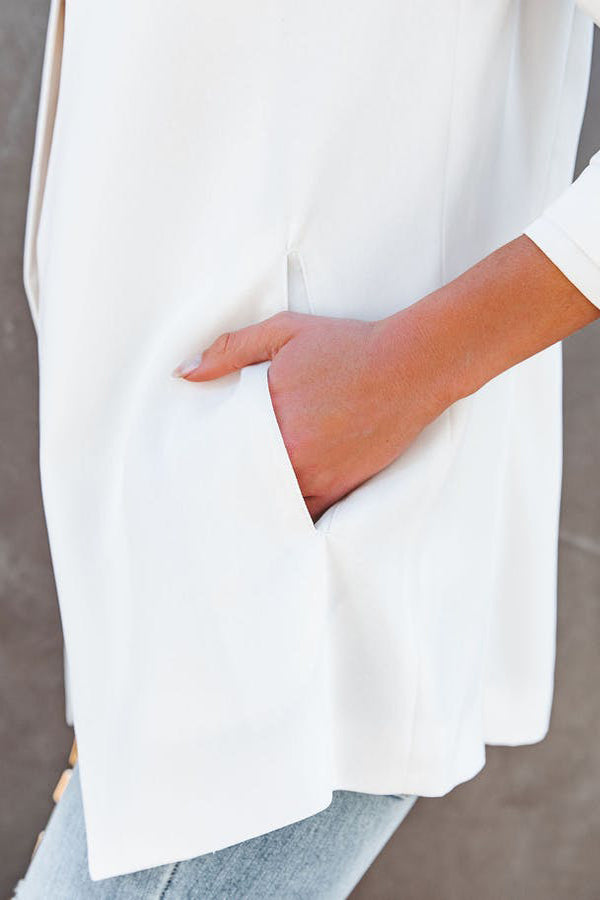 Solid Pocket Suit Coat