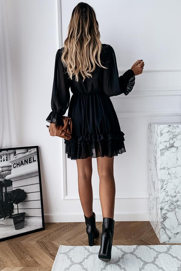 Dangle Puff Sleeve Mini Dress