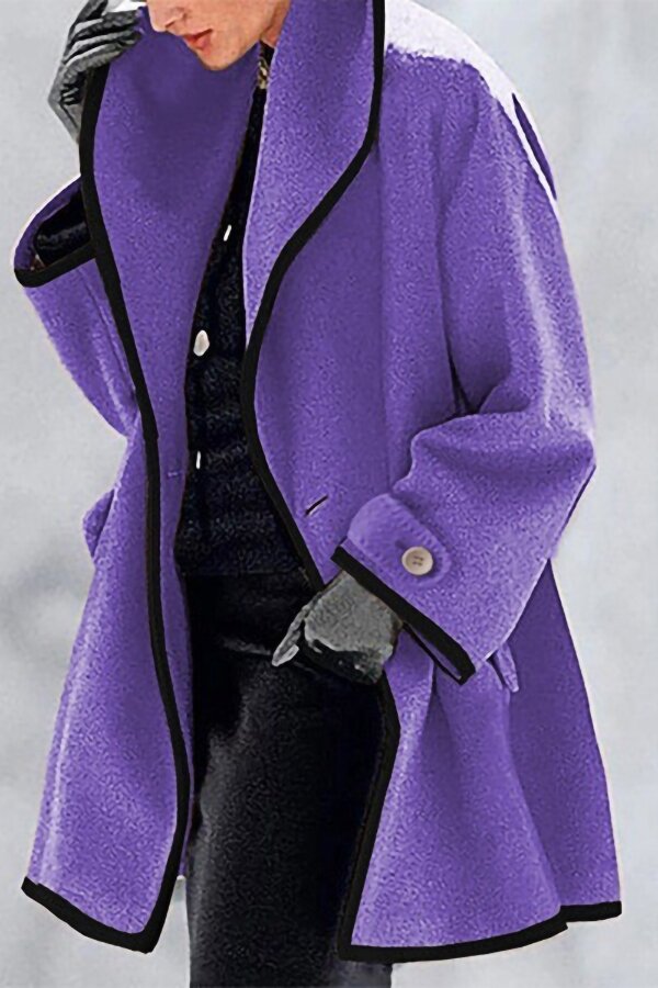 Loose Collar Solid Color Coat