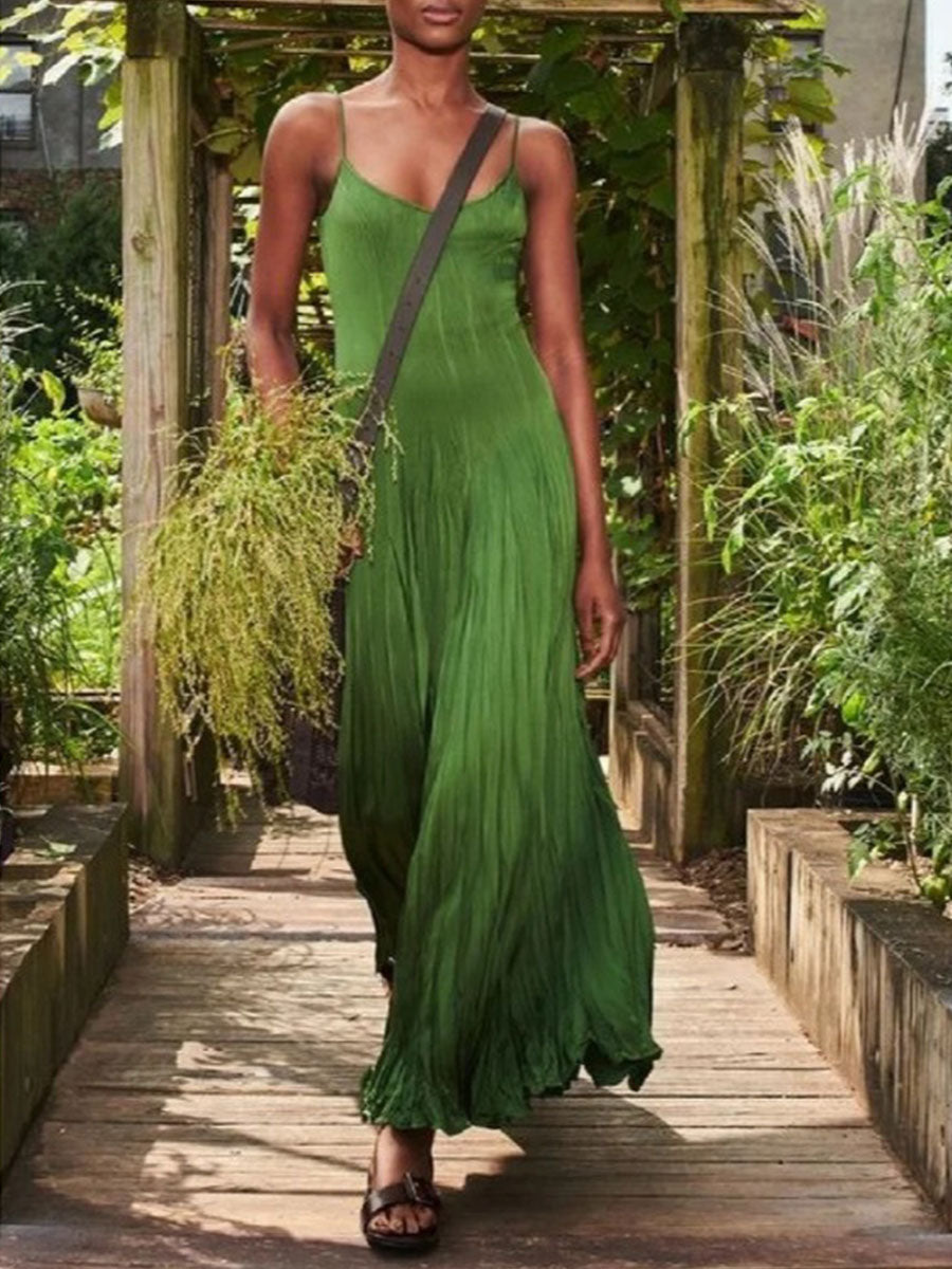 O-Neck Shift Casual Cotton Maxi Dress