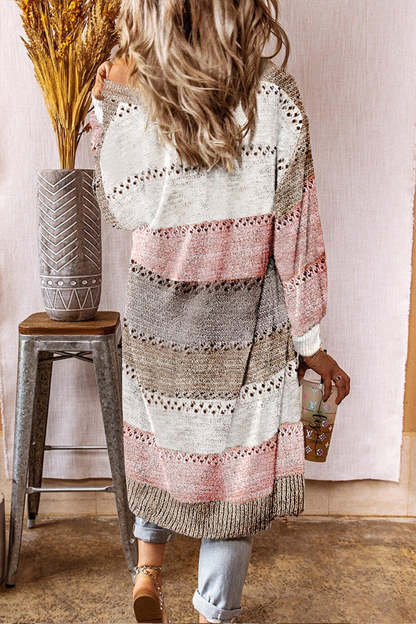 Colorblock Long Sleeve Cardigan