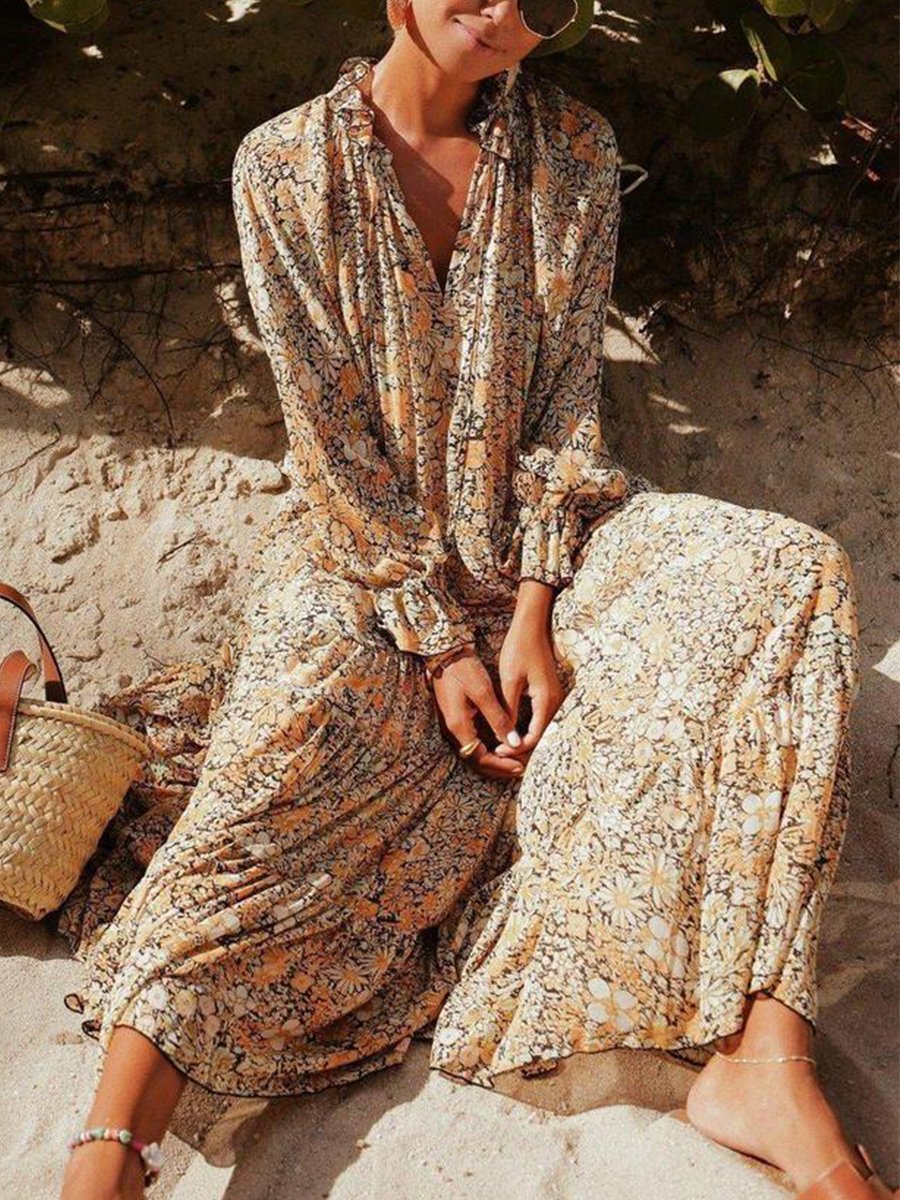 Toes in the Sand Floral Print Maxi Dress