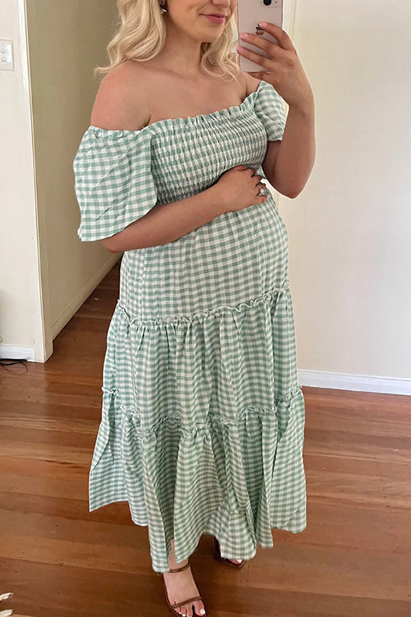 Mom Plaid High Waist Dress